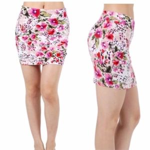 Cotton Floral Print Mini Skirt